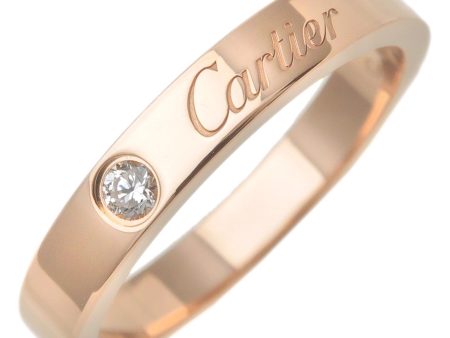 Cartier Engraved 1P Diamond Ring K18 Rose Gold #50 US5-5.5 Online Sale