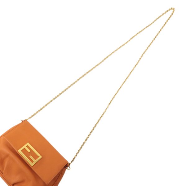 FENDI Leather Chain 2 Way Shoulder Bag Purse Orange 8M0276 Supply