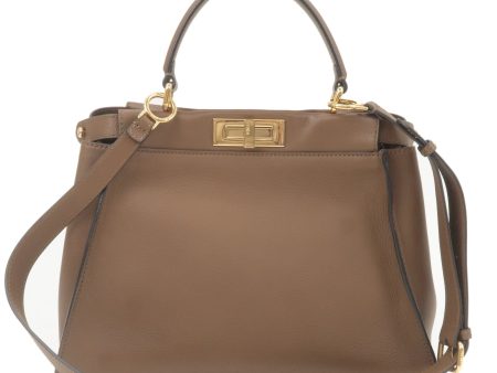 FENDI Peekaboo Regular  Leather 2Way Bag Brown 8N290 on Sale