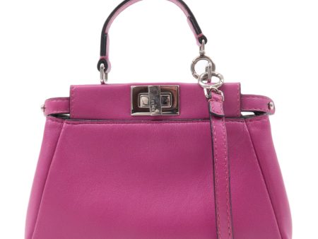 FENDI Leather Micro Peekaboo 2Way Bag Hand Bag Pink 8M0355 Online