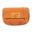 FENDI Leather Chain 2 Way Shoulder Bag Purse Orange 8M0276 Supply