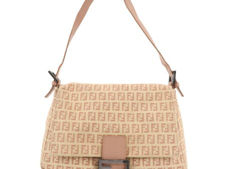 FENDI Zucchino Canvas Leather Mamma Baguette Shoulder Bag 8BR001 on Sale