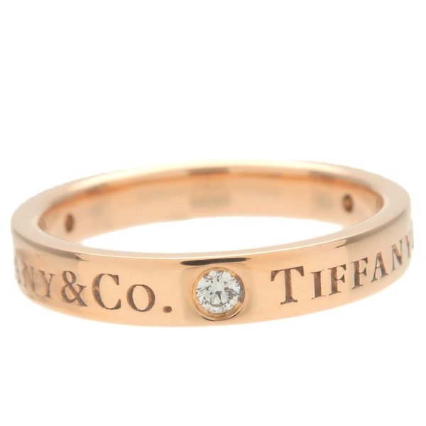 Tiffany&Co. Flat Band Ring 3P Diamond K18 Rose Gold US4.5 EU47.5 Sale