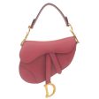 Christian Dior Saddle Bag Leather Shoulder Bag Red For Discount