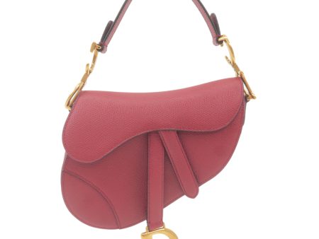 Christian Dior Saddle Bag Leather Shoulder Bag Red For Discount