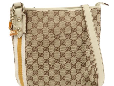 GUCCI Sherry GG Canvas Leather Shoulder Bag Beige Ivory 144388 Online now