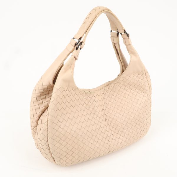 BOTTEGA VENETA Intrecciato Leather Shoulder Bag Pink Beige 125787 on Sale