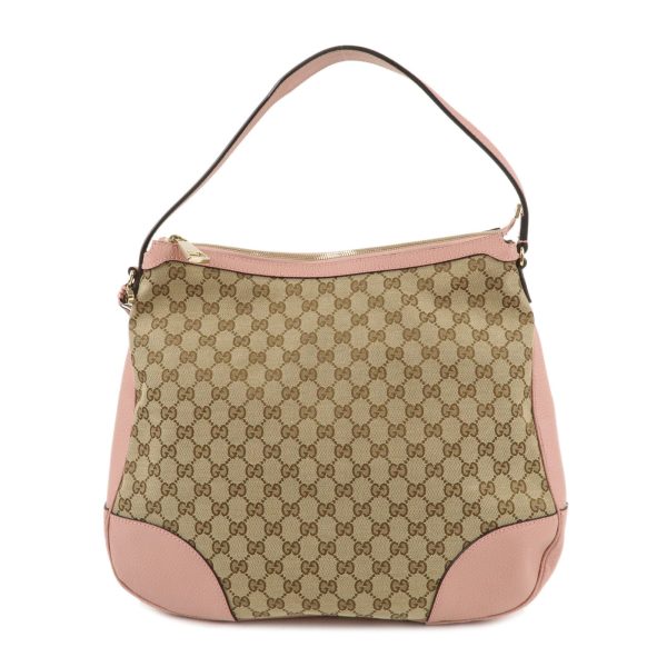 GUCCI GG Canvas Leather One Shoulder Bag Pink Beige 449244 Sale