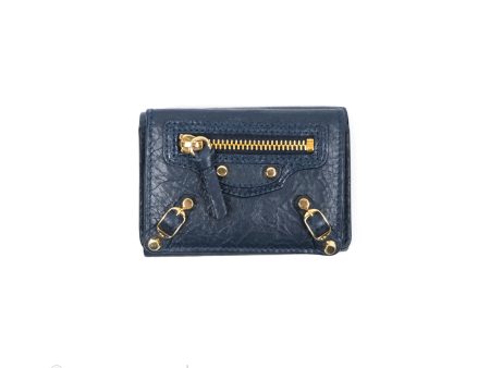 Balenciaga Le City Mini Wallet Navy Gold Hardware Cheap